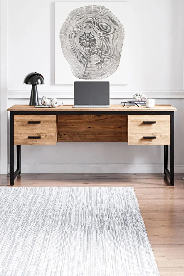 Çalışma Masası, Ofis Masası - 70x160 cm - Çam - 4 Çekmeceli